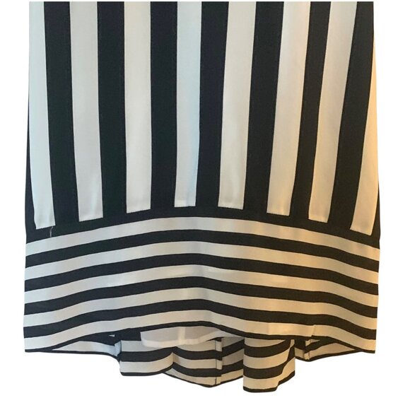 BCBGMAXAZRIA Black + White Striped Dana Open-Back Silk Tank Blouse NWT Size XXS - Picture 4 of 7